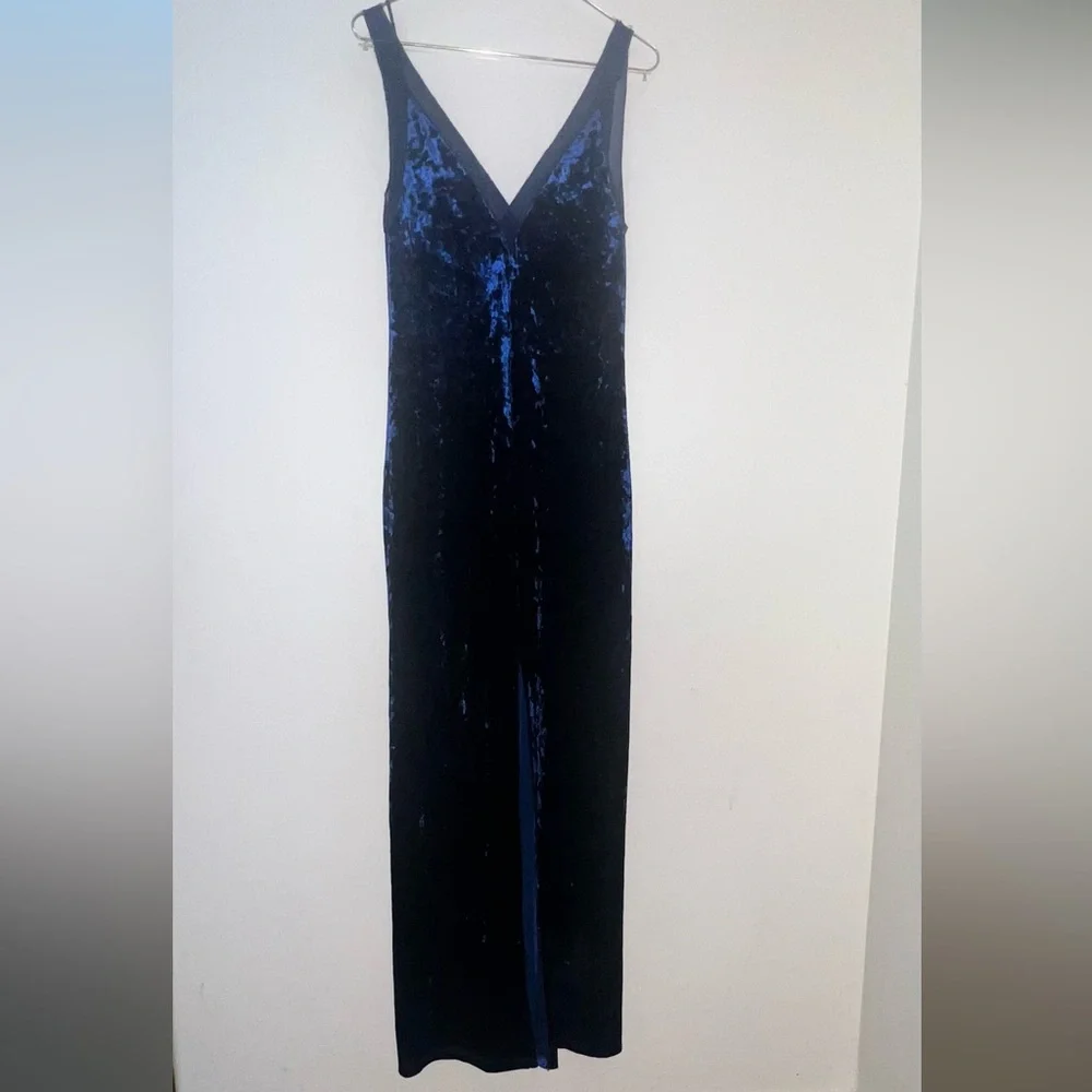 Free People x Lilac Wine Midnight Blue Velvet Maxi Dress
